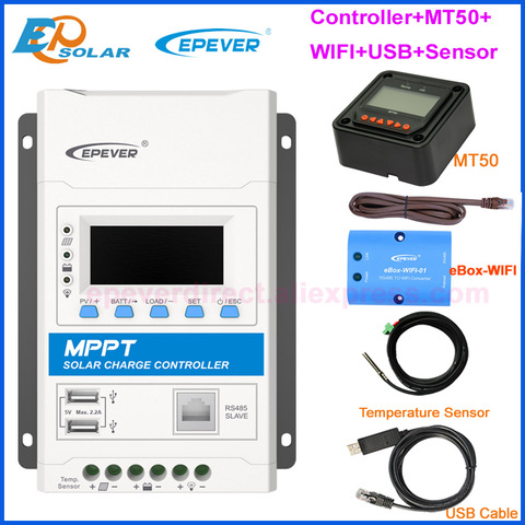 Controlador de carga Solar MPPT Modular TRIRON 40A 30A 20A Epever 12V/24VDC regulador de cargador con USB Dual y LCD de iluminación negra ► Foto 1/6