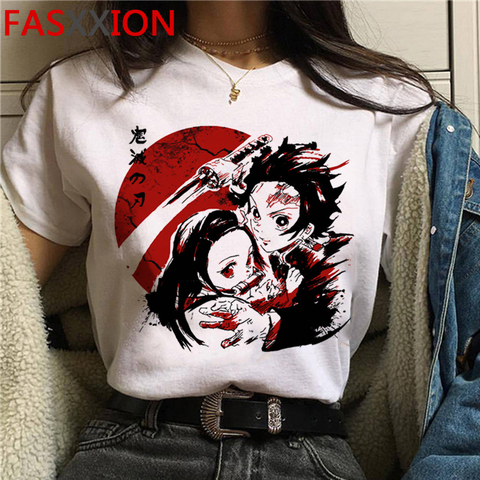 Demonio asesino de dibujos animados divertido camiseta de los hombres Unisex Kimetsu No Yaiba lindo Anime camiseta Kawaii Manga gráfico camiseta de Hip Hop camisetas de hombre ► Foto 1/6