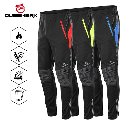 Queshark, pantalones de ciclismo impermeables con forro polar cálido para invierno, pantalones térmicos de equitación para hombre y mujer, pantalones para ciclismo de montaña ► Foto 1/6