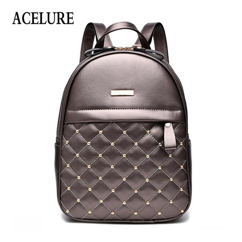 Mochila De mujer ACELURE gran oferta bolsos casuales de moda bolso de hombro de mujer de alta calidad con cuentas mochilas de cuero PU para niñas mochila ► Foto 1/6