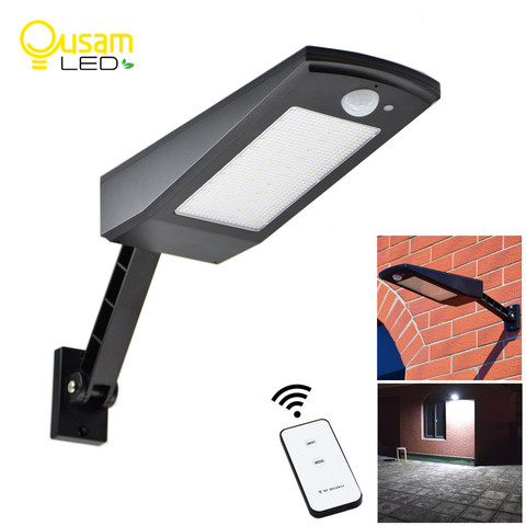 Luz Solar LED al aire libre impermeable 48 LED jardín luz Solar Sensor de movimiento PIR 4 modos con Control remoto 900LM Solar lámparas ► Foto 1/6