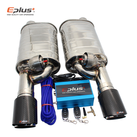 EPLUS INC 1 par coche de escape de vacío del sistema de Control de la válvula de escape de Kit de tubería Control remoto Variable silenciador de acero inoxidable Universal 63mm ► Foto 1/6