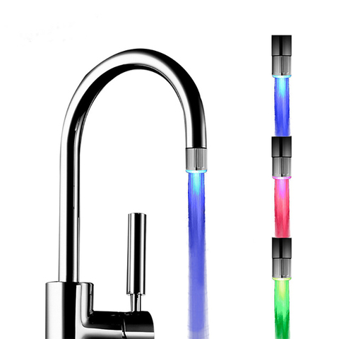 VEHHE-grifo de agua con luces LED, aireador, Control de temperatura, 3 colores, cascada, grifo de chorro de ducha, accesorio de cocina y baño ► Foto 1/6