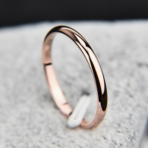 Anillo fino de acero de titanio para parejas, sortija lisa de moda de oro rosa para mujer y hombre, regalos de joyería, n. ° 4, 5, 6, 7, 8, 9, 10 ► Foto 1/6