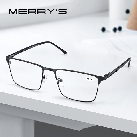 MERRYS-gafas de lectura con bloqueo de luz azul para hombre, lentes de resina CR-39, gafas asféricas + 1,00 + 1,50 + 2,00 + 2,50 S2057FLH ► Foto 1/6