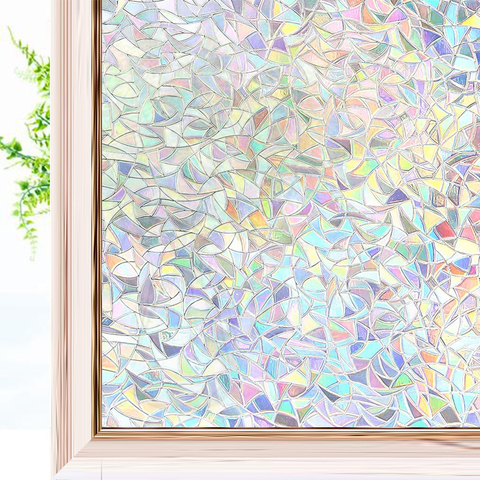 3D efecto arcoiris ventana películas de privacidad película decorativa anti-UV no adhesiva estática etiqueta engomada de cristal para casa Oficina de cocina ► Foto 1/6