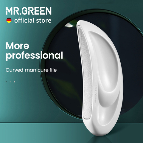 MR.GREEN-limas profesionales para uñas, superficie de acero inoxidable curvada con limas ergonómicas de resina ABS para manicura ► Foto 1/6