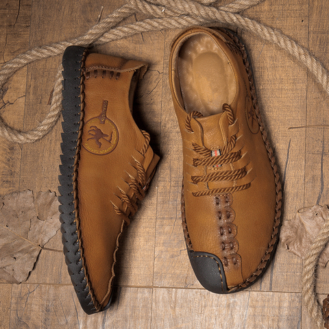 Zapatos informales transpirables de cuero hechos a mano para hombre, novedad ► Foto 1/6