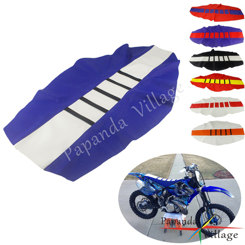 Funda de asiento de tracción para motocicleta Yamaha, cubierta de asiento de moto de cross, corrugada de agarre para YZ YZF WR YZ-X YZ-FX WRF TTR 85 125 250 450 TE TX TC, color blanco y azul ► Foto 1/6