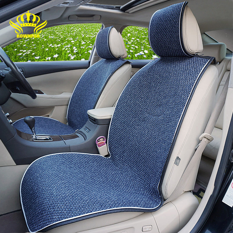 2 piezas de coche asiento de lino telas cubiertas de asiento de coche Universal cojín del asiento de coche accesorios para decorar protección cubre para coche asiento ► Foto 1/6