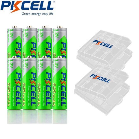 8 piezas PKCELL NIMH AA batería recargable precargado LSD aa baterías de 600 mAh para la cámara juguetes 1200 veces los ciclos y 2 piezas caja ► Foto 1/6