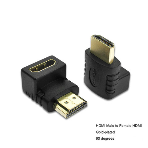 HDMI ángulo recto A macho A HDMI V1.4 hembra oro plateado Cable adaptador 90 grados HDTV 1080P HDMI Cable conector ► Foto 1/5