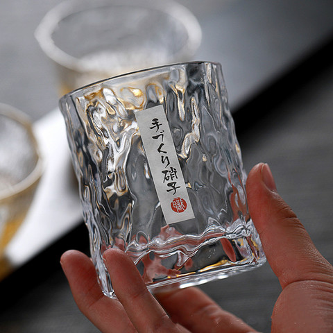 Vaso de cristal de copa de vino martillado, japonés, hecho a mano, para el hogar ► Foto 1/5