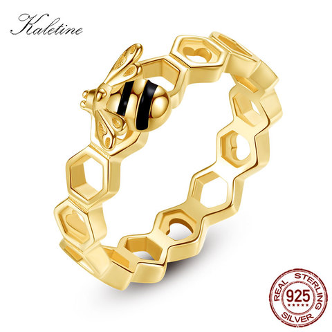 KALETINE de abeja corazón 925 anillos de plata esterlina para mujeres amor abeja panal anillos para las mujeres anillo de hombre bisutería organizador ► Foto 1/6