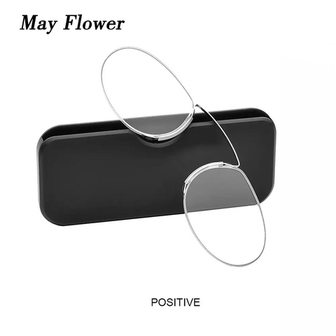 May Flower-gafas de lectura Mini para hombres y mujeres, anteojos de lectura portátiles, delgados, con Clip para la nariz, ultraligeros, con prescripción SOS, sin piernas ► Foto 1/6