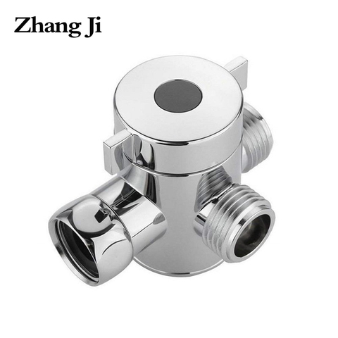 Zhang Ji 1/2 pulgadas ABS cromo T-Adaptador de transformador 3 desviador de la manguera para válvula de ángulo de baño Brazo de ducha de baño ► Foto 1/6