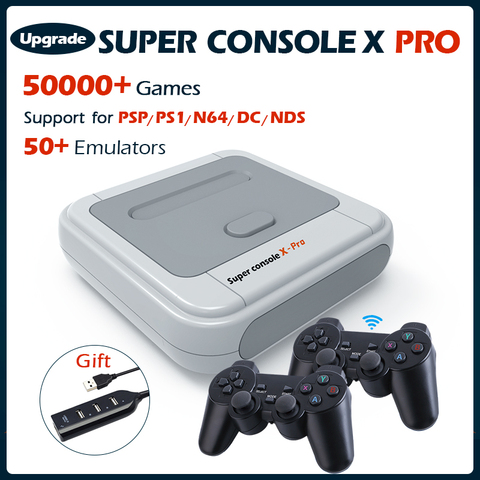 Super consola X Pro, videoconsola con Wifi, 4K, HD, Mini TV, reproductor de Juegos Retro Para PS1/DC/N64 con 50 + emuladores, 50000 + juegos ► Foto 1/6
