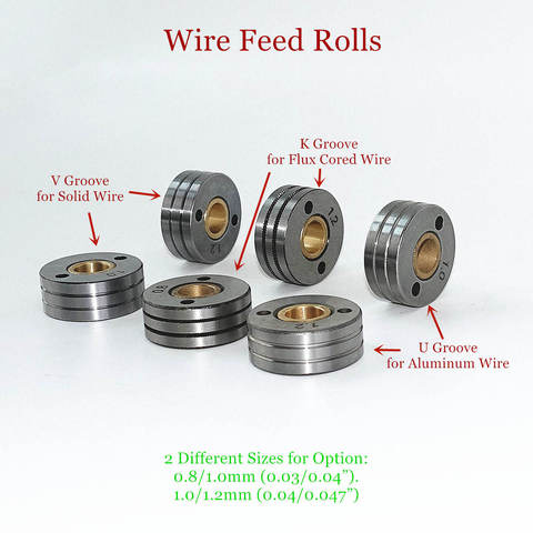 Máquina de soldadura MIG alimentador rodillo V U K moleteado ranura para 0,8 1,0 1,2mm acero aluminio Flujo de cable de soldadura alimentación de alambre rollo ► Foto 1/6