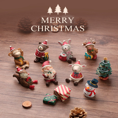 Adornos navideños de Papá Noel, Mini animales de alce para árbol de Navidad, decoración para habitación, regalo de resina decoración Navidad ► Foto 1/6