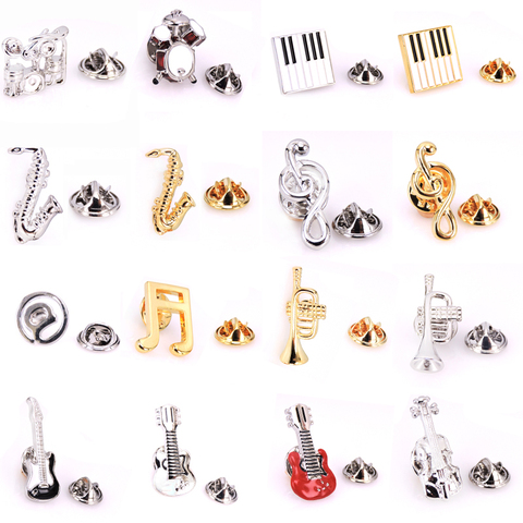 Broche de alta calidad para saxofón de guitarra para hombre, pin de solapa de tambor de Piano, broches con diseño musical, accesorios de joyería al por mayor ► Foto 1/6