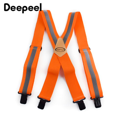 Deepeel-tirantes elásticos y ajustables para hombre, ropa de trabajo de 5X110cm, tipo X, fluorescentes, naranja, tirachinas a rayas, 1 unidad ► Foto 1/6