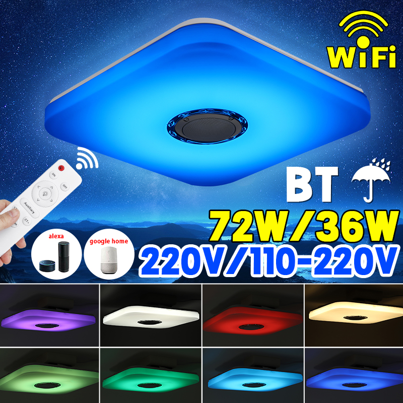 Lámpara de techo moderna para sala de estar, luz Led regulable con WIFI, aplicación remota, Control RGB, bluetooth, música, lámpara cuadrada LED para techo ► Foto 1/6