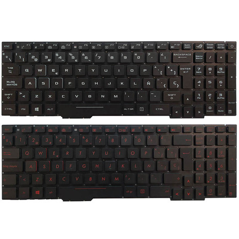 Teclado español para ordenador portátil ASUS GL753 GL753V GL753VE GL753VD, retroiluminado, rojo/blanco ► Foto 1/6