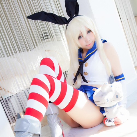 Disfraz de Shimakaze, Cosplay de Anime con calcetines, peluca de Cosplay, envío gratis ► Foto 1/5