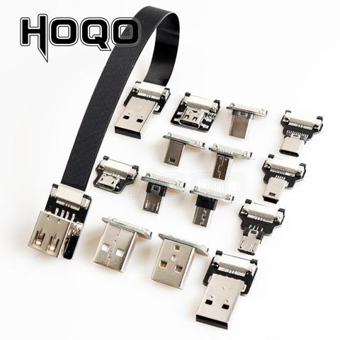 Cable de cinta de extensión Mini Micro USB FFC tipo-c 90 FPV plano delgado, flexible, FPV carga sin escobillas, cardán para monitor de mano ► Foto 1/6