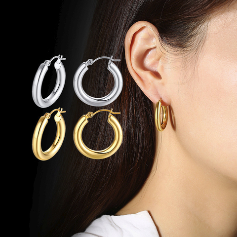 Vnox-pendientes de aro de acero inoxidable antialergias para mujer, joyería de moda para fiesta ► Foto 1/6