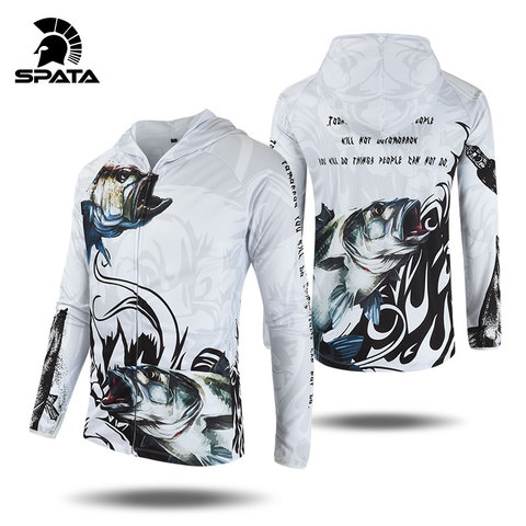 SPATA-ropa de pesca Anti UV, protección solar, sudaderas con capucha de pesca de verano, camisetas de manga larga transpirables de secado rápido, 2022 ► Foto 1/6