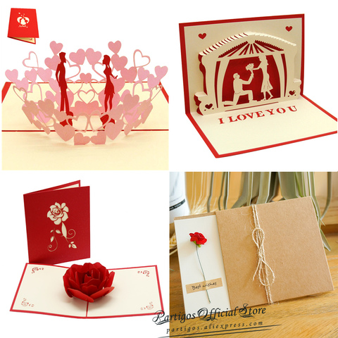 Tarjetas Pop-UP 3D, regalo de San Valentín, tarjeta postal, invitación de boda, tarjetas de felicitación, aniversario para ella, especial para ti, tarjeta de amor ► Foto 1/6