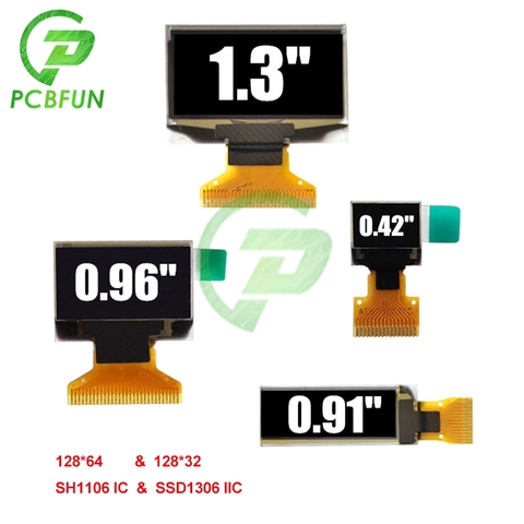 Pantalla OLED de 0,91 pulgadas, 0,96 pulgadas, 1,3 pulgadas, interfaz SSD1306IIC, 14, 30 Pines, 128x32, 128x64, módulo de pantalla OLED azul, blanco, amarillo y azul ► Foto 1/6