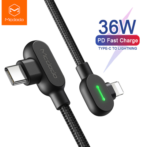 Mcdodo 18W PD rápido Cable de carga para iPhone XS Max XR 8X8 Plus iPad tipo C para rayo Cable USB C Macbook Cable de cargador ► Foto 1/6