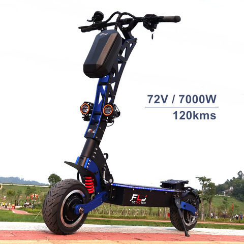 FLJ-patinete eléctrico de 7000W, Scooter con motores duales de 72V, neumático de carretera, pedal led, la mejor velocidad ► Foto 1/6