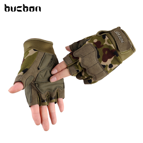 Guantes tácticos militares de medio dedo para hombre y mujer, guantes suaves sin dedos para deportes al aire libre, entrenamiento de gimnasia, AGB568 ► Foto 1/5