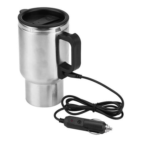 Taza de calefacción para coche, hervidor de agua eléctrico de acero inoxidable de 12 V, pava para calentar agua, portátil, taza de café de viaje de 500ML ► Foto 1/6