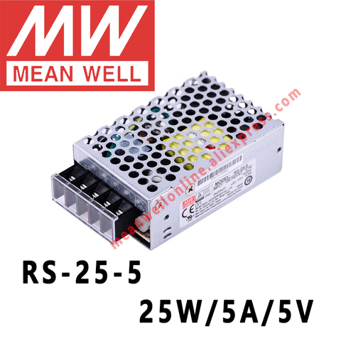 Mean Well-fuente de alimentación conmutada de salida única, RS-25-5, AC/DC, 25W/5A/5V, meanwell, tienda en línea ► Foto 1/4