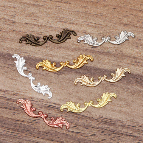 SEA MEW-hoja de Metal de latón para fabricación de joyas, 100 Uds., 30x7mm, corte de filigrana, conectores de ondas marinas, DIY, accesorios hechos a mano ► Foto 1/6