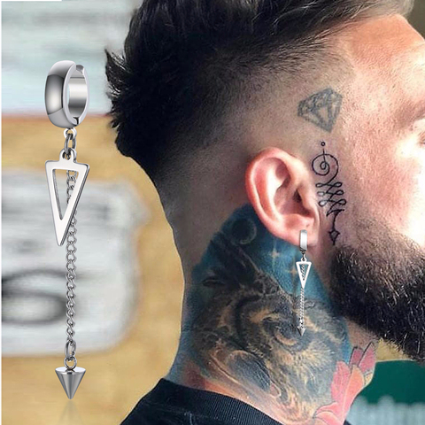 Pendiente de cadena larga de triángulo IRREGULAR para hombre, joyería UNISEX, ROCK, la mejor Concha, CLIP de aro, PIERCING sin perforación ► Foto 1/5