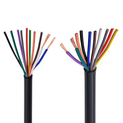 Cable negro RVV, 17AWG, 1,0 MM, 2 núcleos, 3 núcleos, 4 núcleos, 5 núcleos, 6 núcleos, 7 núcleos, 8 núcleos, 10 núcleos, 12 núcleos, 16 núcleos, 20 cables de señal de control ► Foto 1/6