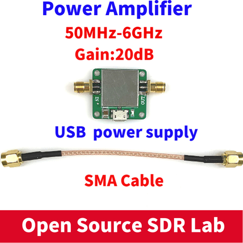50M-6GHz RF de bajo nivel de ruido amplificador de banda Ultra ancha ganar 20dB MicroUSB fuente de alimentación ► Foto 1/3