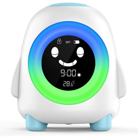 Reloj despertador Digital para niños, luz nocturna cambiable de 5 colores, temporizador de siesta de temperatura interior, sueño para bebés ► Foto 1/6
