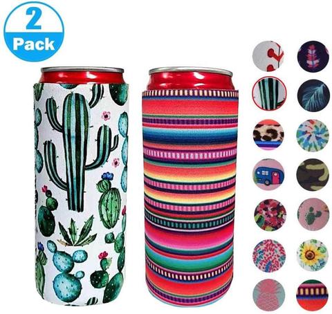 Bolsa enfriador de lata delgada de 2 paquetes/12oz, bolsa enfriadora de vino Vino Slim Can Cookize Cooler Tall Stubby Holder soportes plegables cerveza Coozie ► Foto 1/6