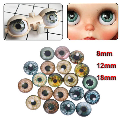 Ojos de cristal muñeco de Ojos de dinosaurio para manualidades, accesorios de Ojos de dinosaurio, joyería hecha a mano, 8mm/12mm/18mm, 10 pares ► Foto 1/6