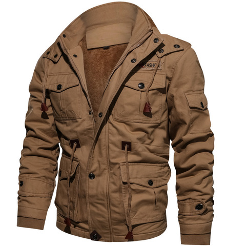 Chaqueta táctica con capucha de terciopelo para hombre, abrigo de talla grande M ~ 6XL, para invierno ► Foto 1/5