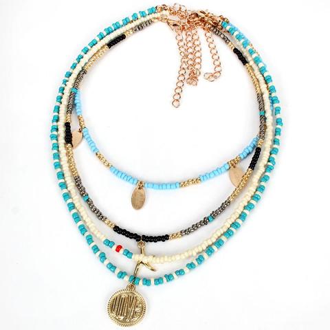 Collar con colgante de corazón de estrella de mar para mujer, joya hecha a mano de estilo étnico bohemio, multicapa, joyería ► Foto 1/6