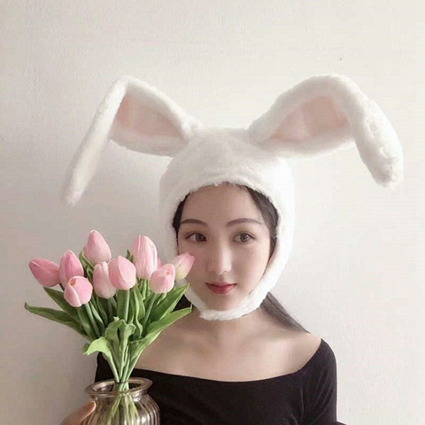 Gorro con orejas de conejo para niña y mujer, gorro cálido con Orejas de conejo, Rana, Animal, gorro con orejeras, Cosplay, puesta en escena ► Foto 1/1