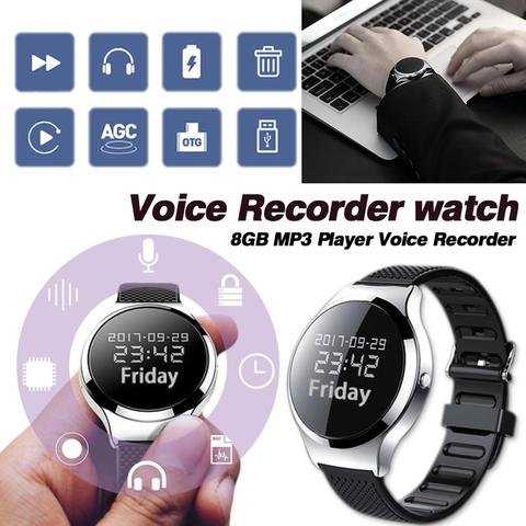 JNN-Mini pulsera grabadora S8, grabadora de reloj profesional HD, con Control de voz, recolector de pruebas ► Foto 1/6