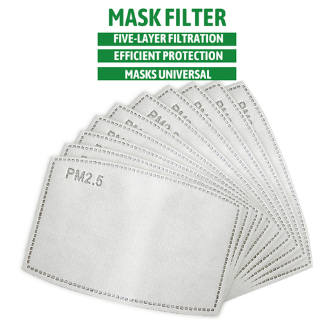 100 /10 Uds PM 2,5 máscara Filtro Anti neblina 5 capas carbón activado máscara filtros reemplazables para adultos máscara de la boca cuidado de la salud ► Foto 1/6